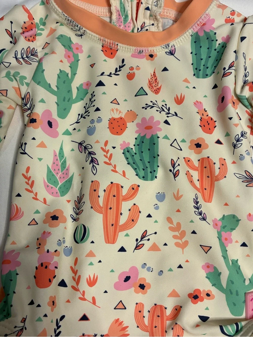 RuffleButts Baby Girl Cactus Floral Rash Guard Swimsuit 0-3M